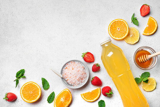 Isotonic energy sport drink with fruits, berris and sea salt