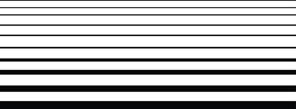 Perspective view of parallel black horizontal lines on a white background, creating a sense of depth and distance in a simple