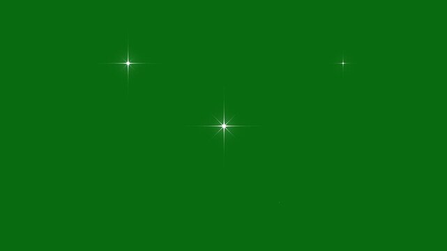 Sparkling Cartoon Star Shine Animation, White Flat Vector Twinkle Lights, Glitter Burst and Glowing Trails, 4K Transparent Background Loop