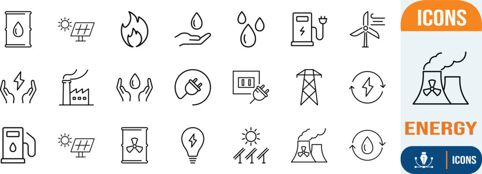 Energy power and fuel icons. solar panel icon set, gas pump icon set, electric charger icon set