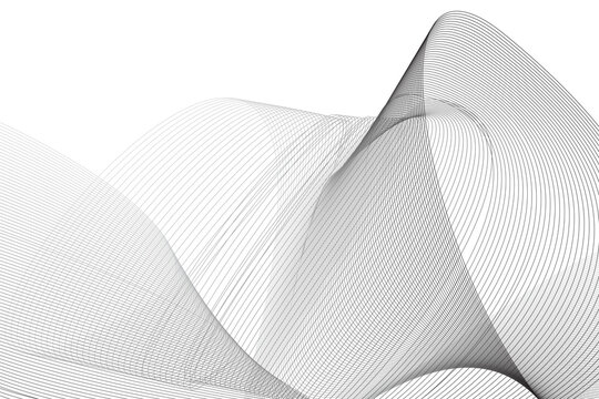 Abstract Black and White Wave Background with Flowing Linear Pattern for Modern Design