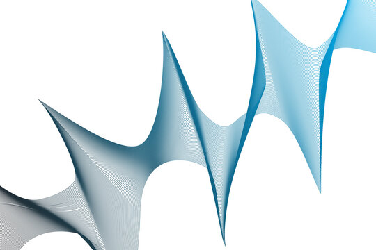 Abstract Blue Wave Lines Background with Elegant Gradient Ribbon Effect Isolated on White - Digital Vector Illustration