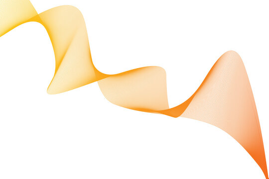 Abstract Yellow and Orange Flowing Wave Lines on a Clean transparent Background