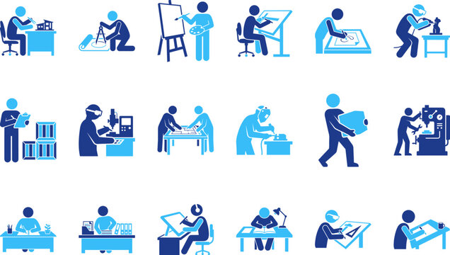 Engineering and architecture icons drafting designing construction planning measuring and building vector set.