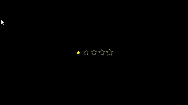 One Star Rating Animation with Cursor | Transparent Background