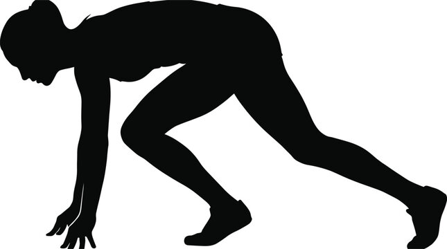runner silhouette on white background athlete sprinter start position human figure black transparent graphic design clipart icon fitness sport activity motion dynamic