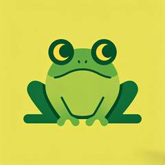 Obraz premium A cartoon frog sitting on a bright yellow background looking sad