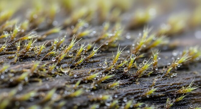 Moss growing on tree bark surface.