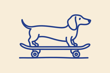 Dachshund dog riding a skateboard vector illustration outline sketch vector illustration © Business Technology