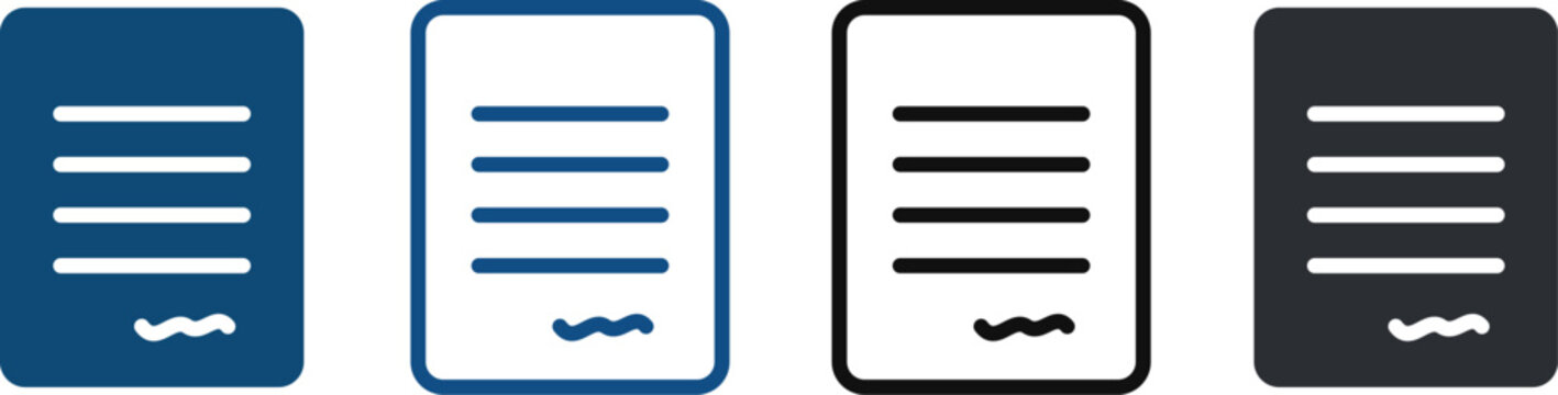 Collection of digital document file icons representing text storage and electronic signature concepts with document