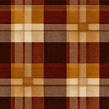 Checkered brown and tan plaid fabric pattern seamless textile background texture