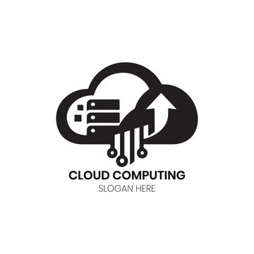 Cloud Computing Logo featuring digital circuit board elements for tech business logo