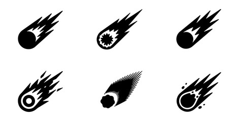 Meteor Icons Set, Space Comets Collection, Cosmic Falling Stars Graphics, Celestial Event Vector Art © ImageScape