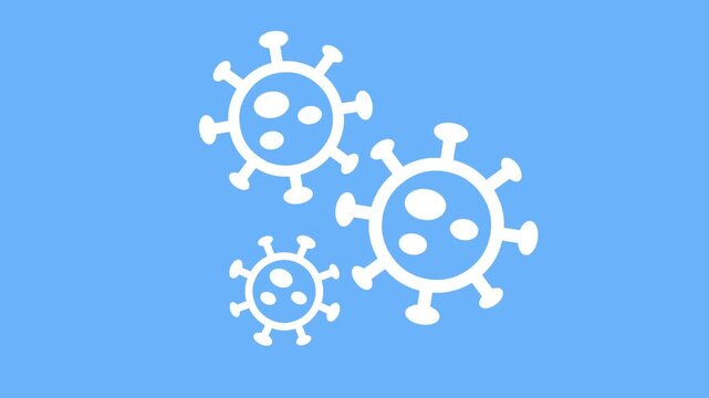 Animation of virus . Three white virus particles on a green background. Flat design cartoo video clip.