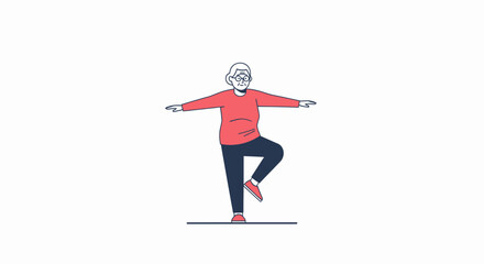 Fototapeta premium Elderly Woman Doing Yoga Balance Pose, Senior Fitness, Healthy Lifestyle