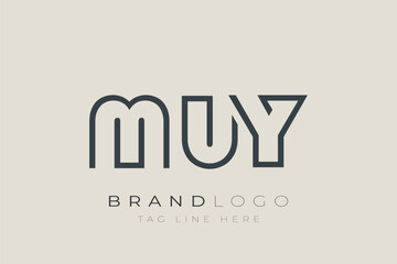 Fototapeta premium MUY abstract letter logo design. Modern Business Logo Design With Abstract Typography and Contemporary Style