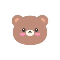 Fototapeta premium Cute kawaii bear face flat vector illustration