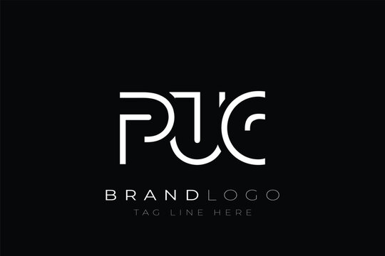 PUC abstract letter logo design. Modern Business Logo Design With Abstract Typography and Contemporary Style