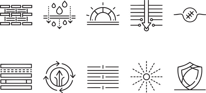 Technical Textile Characteristics Collection, Black Outline Mattress and Garment Feature Badges Kit