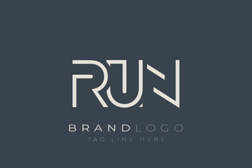 Fototapeta premium RUN abstract letter logo design. Modern Business Logo Design With Abstract Typography and Contemporary Style