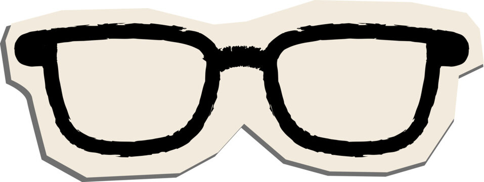 Stylized Hand-Drawn Eyeglasses Sticker Illustration