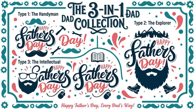 Happy Father&rsquo;s Day Super Dad Vintage Emblem Logo Illustration