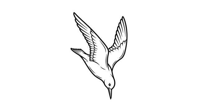 Line of seabird in flight isolated on a transparent background, line bird in, flight stylized bird line bird in flight
