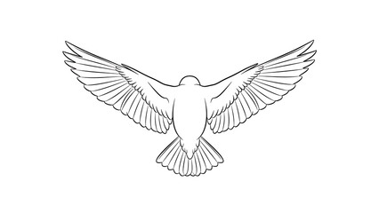 Fototapeta premium Peaceful dove in spread wings silhouette flying upward isolated on a transparent background, dove silhouette