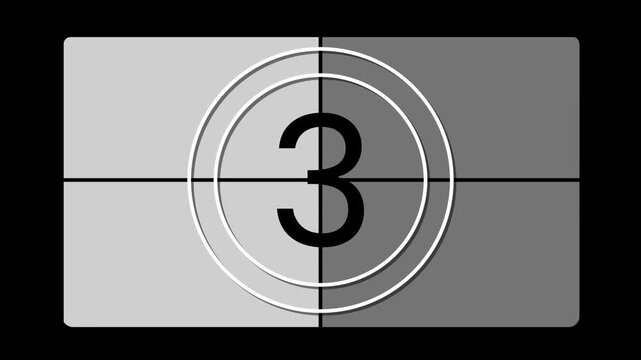 countdown timer progressing on gray background video numbers circle filmstrip