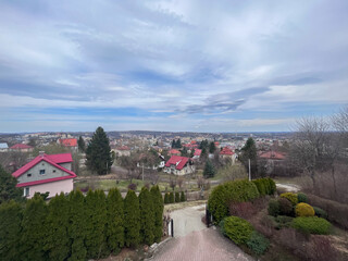 Naklejka premium Scenic View of Suburban Town