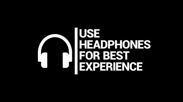 headphones icon evolving with text on black background interface audio