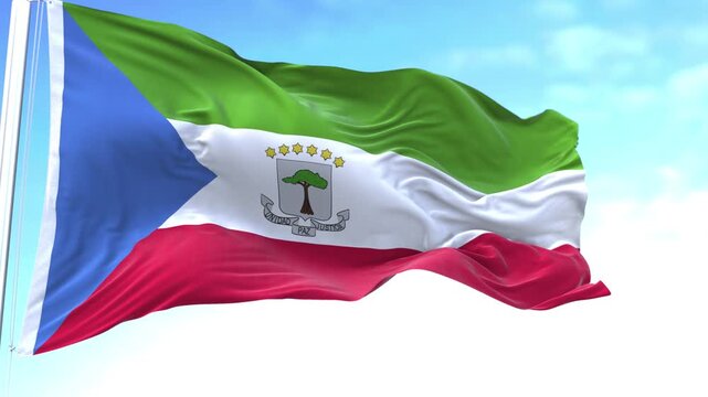 Equatorial Guinea Horizontal Flag in the Sky Speed Waving
