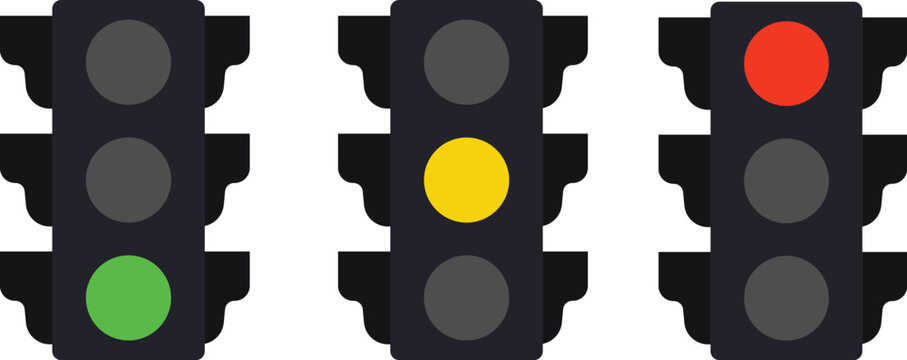 Traffic lights illustrations for any purpose. Isolated object. Green, yellow and red light stoplights.Traffic lights icon. Stoplight symbol. Vector sign.traffic light isolated icon vector illustration