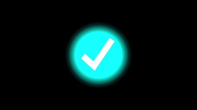 checkmark icon glowing in three stages animation progression symbol validation