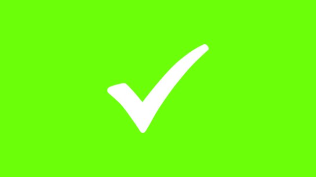 checkmark appearing on green screen tick mark affirmation confirmation vector