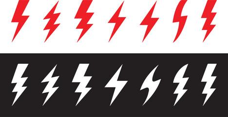 Fototapeta premium Collection of red and white lightning bolt icons
