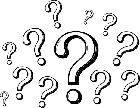 Black and white of multiple question marks punctuation