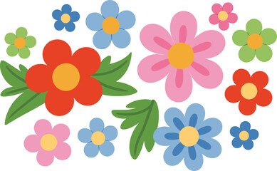 Obraz premium Colorful floral arrangement illustration with leaves isolated on white background