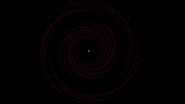 Intense magenta and red energy vortex spinning around bright core in dark deep space void.