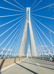 Fototapeta premium The famous Rio-Antirrio multi-suspension bridge (Charilaos Trikoupis Bridge) in Greece
