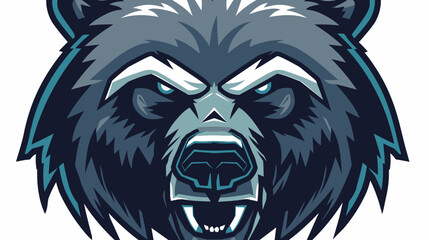 Fototapeta premium Graphic illustration of a raccoon head with intense expression and sharp details