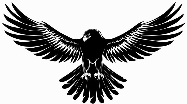 Black eagle silhouette with outstretched wings vector illustration
