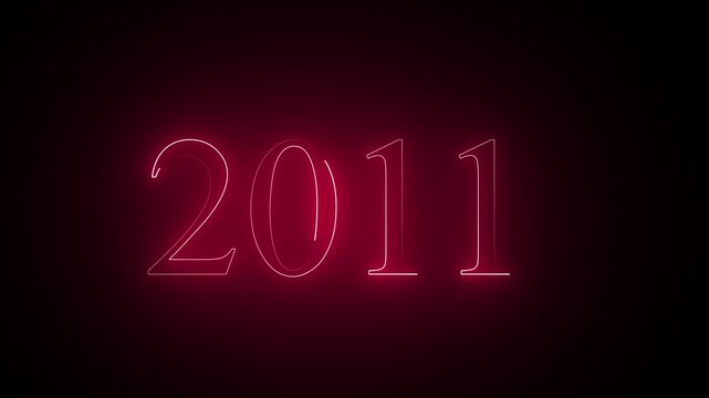 Abstract neon text year 2011 animation, glowing text animation ...
