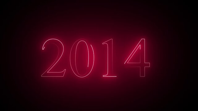 Abstract neon text year 2014 animation, glowing text animation ...