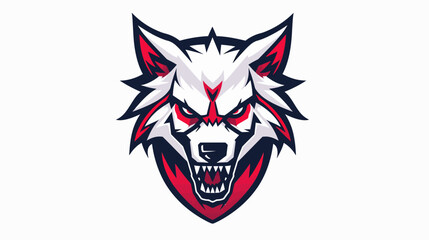 Obraz premium Bold wolf mascot illustration with fiery eyes and aggressive expression
