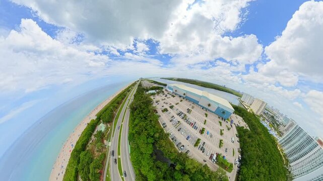 Surreal aerial drone footage Miami Beach Haulover Park