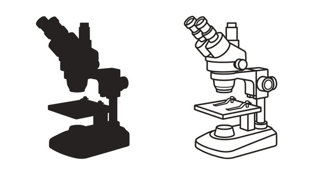 microscope machine silhouette vector on white background 