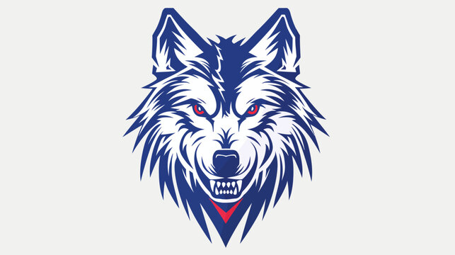 Bold wolf head vector illustration with intense stare and sharp fangs
