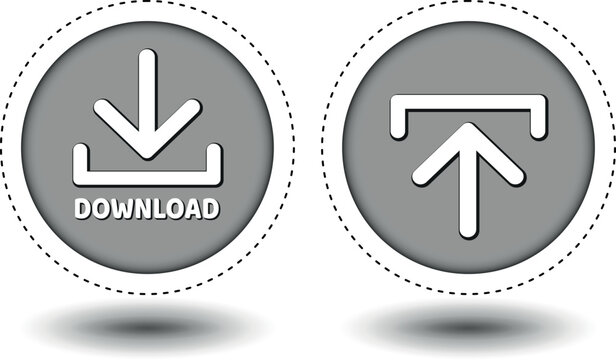 download button for internet website use. Download icon on isolated white background with shadow.