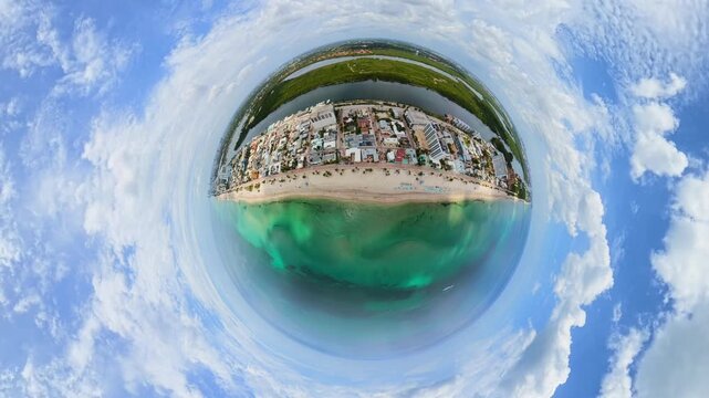 Aerial tiny planet stock video